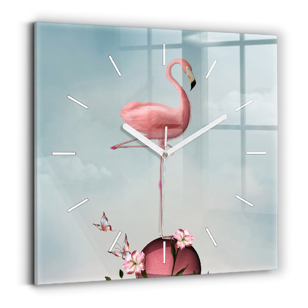 Square wall clock Surreal Flamingo