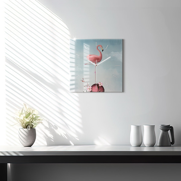 Square wall clock Surreal Flamingo
