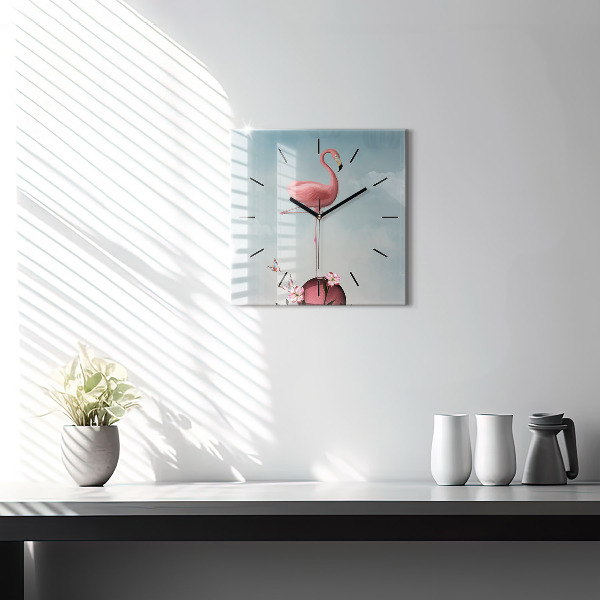 Square wall clock Surreal Flamingo