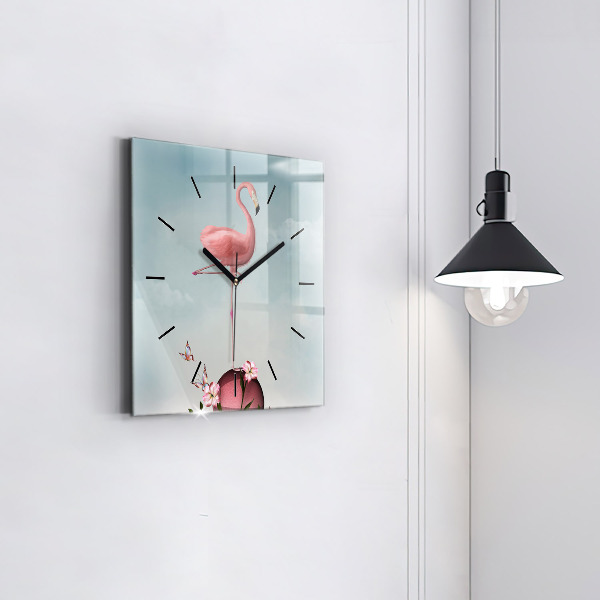 Square wall clock Surreal Flamingo