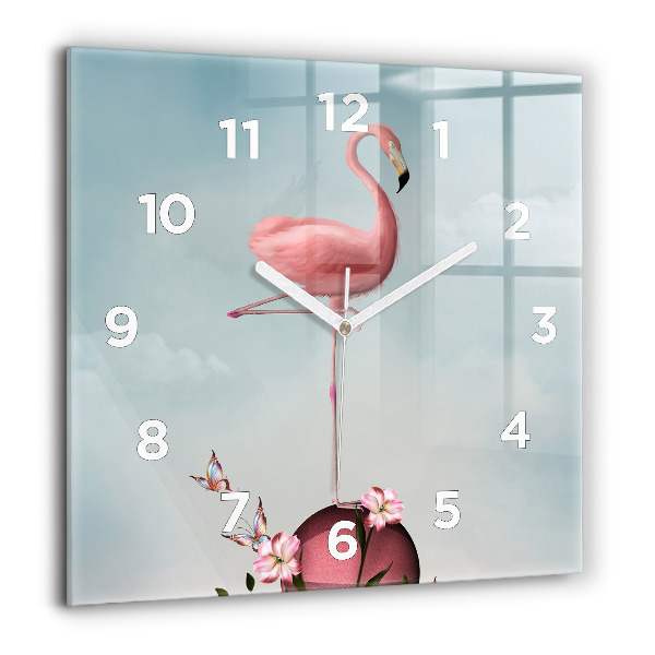 Square wall clock Surreal Flamingo
