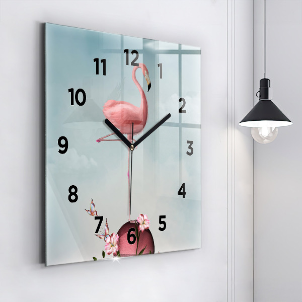 Square wall clock Surreal Flamingo