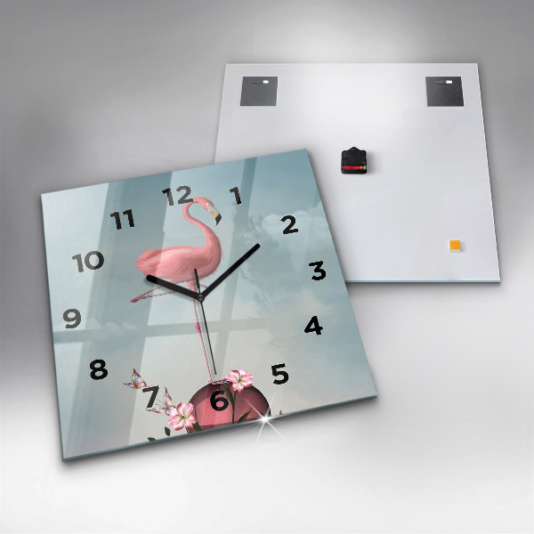 Square wall clock Surreal Flamingo