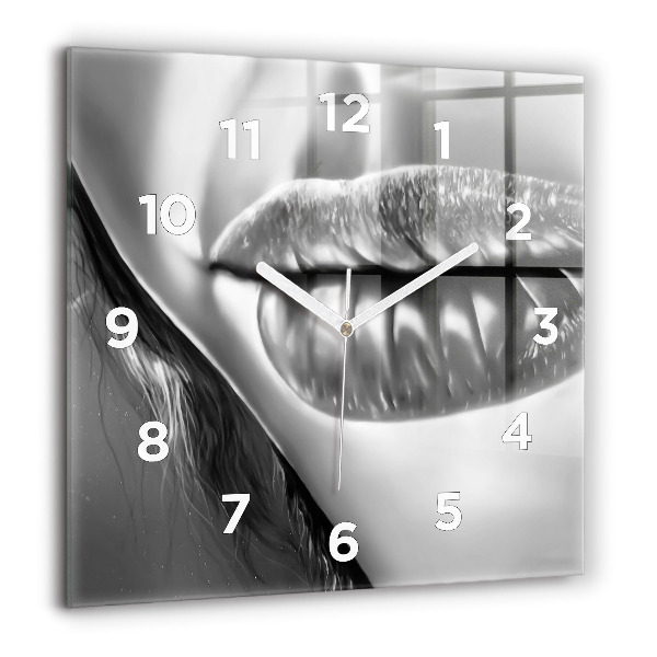 Square wall clock Woman's lips