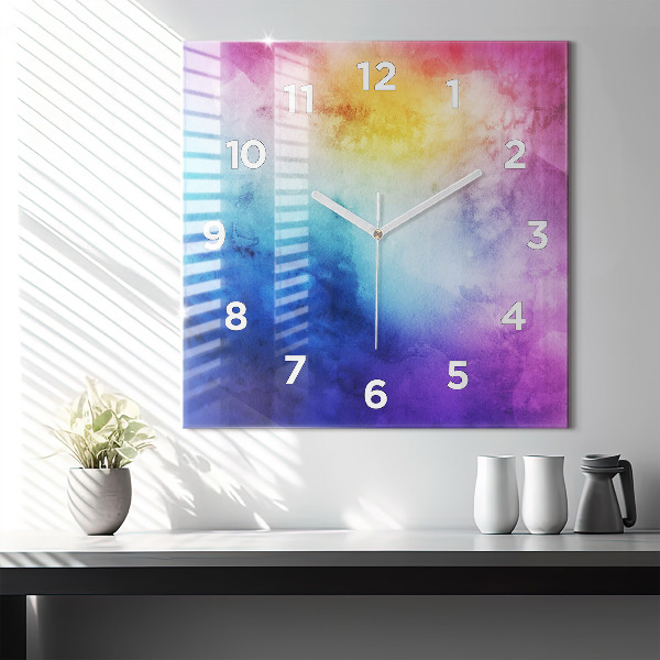 Square wall clock Colored Spots