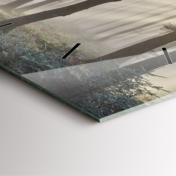 Square wall clock Forest in the fog