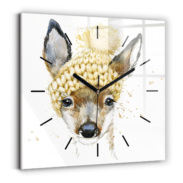 Square wall clock A deer