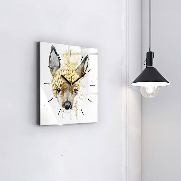Square wall clock A deer