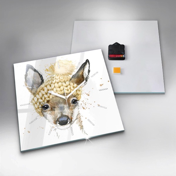 Square wall clock A deer