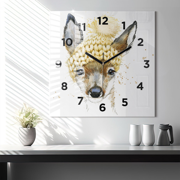 Square wall clock A deer