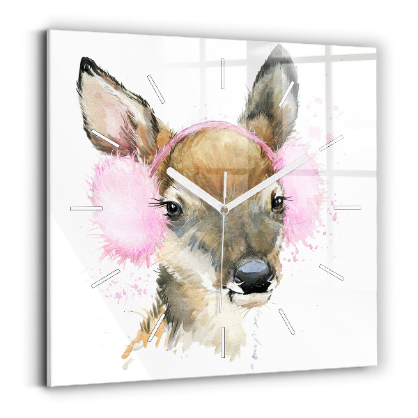 Square wall clock Forest deer