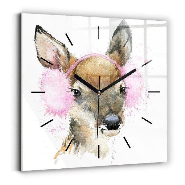 Square wall clock Forest deer