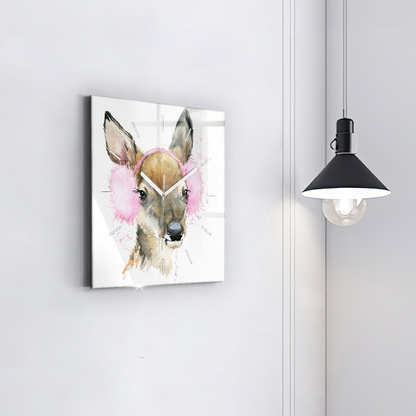Square wall clock Forest deer