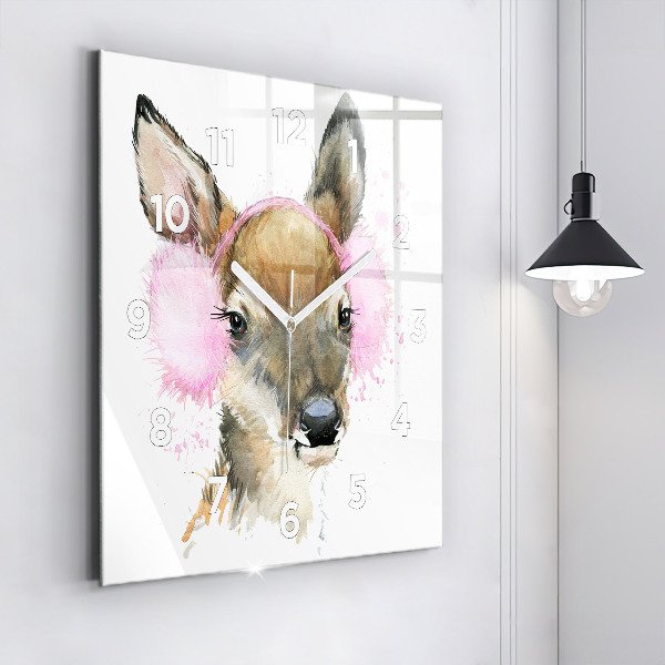 Square wall clock Forest deer