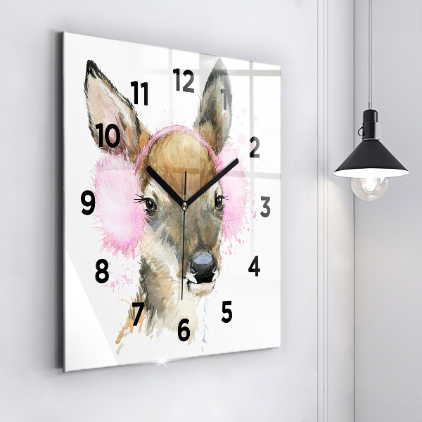 Square wall clock Forest deer