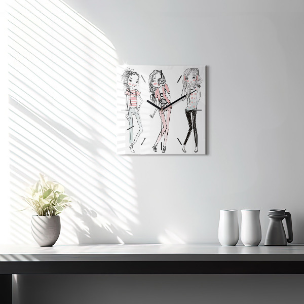 Square wall clock Women's fashion