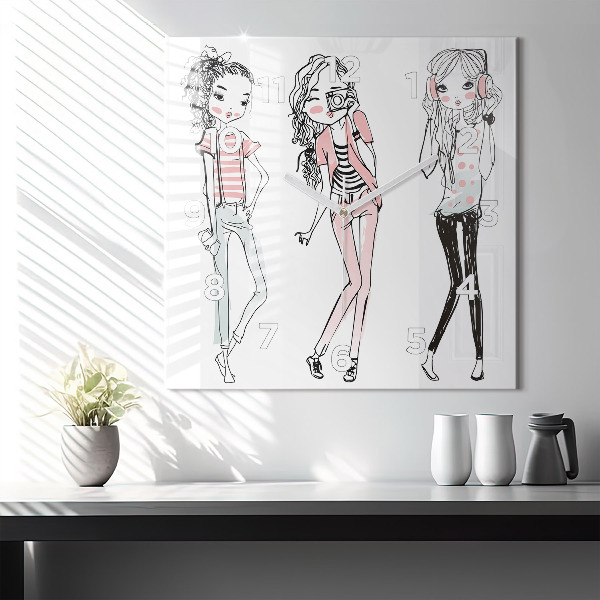 Square wall clock Women's fashion