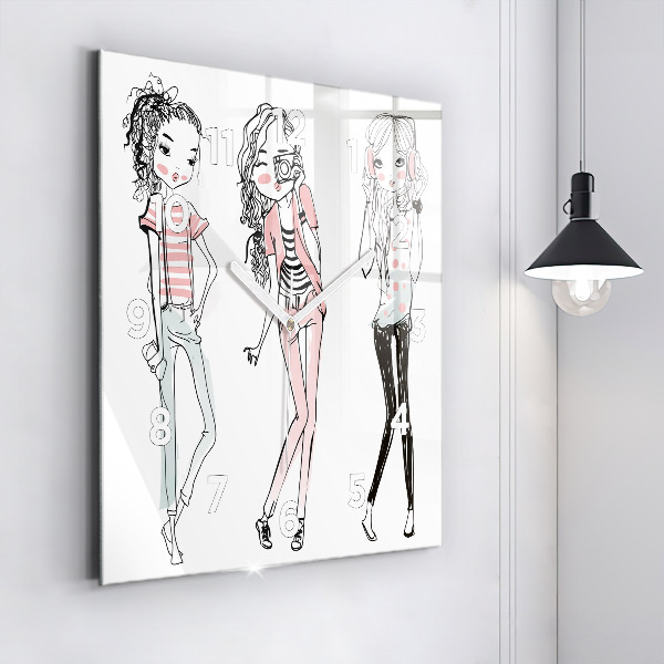 Square wall clock Women's fashion