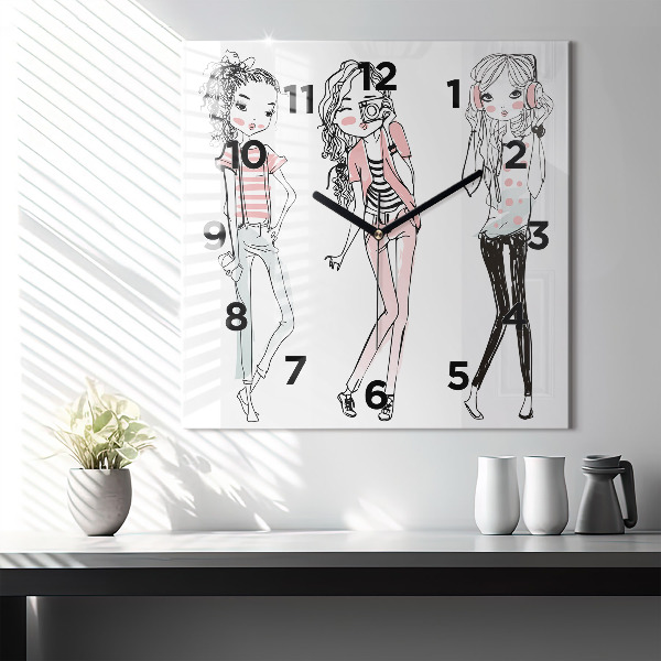 Square wall clock Women's fashion