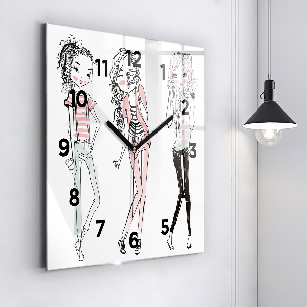 Square wall clock Women's fashion
