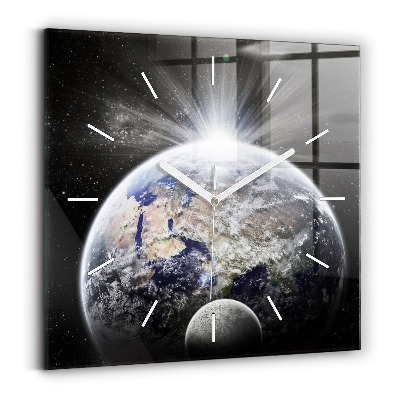 Square wall clock Earth Moon Sun