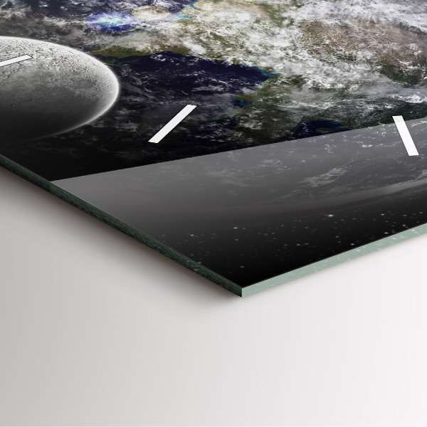 Square wall clock Earth Moon Sun