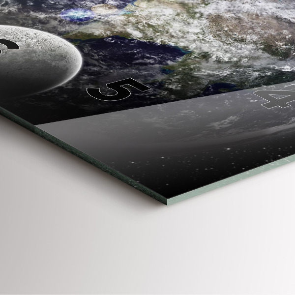 Square wall clock Earth Moon Sun