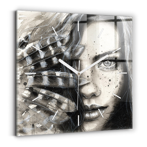 Square wall clock Painted portrait