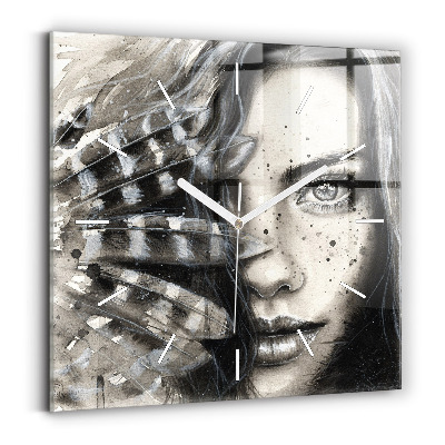 Square wall clock Painted portrait