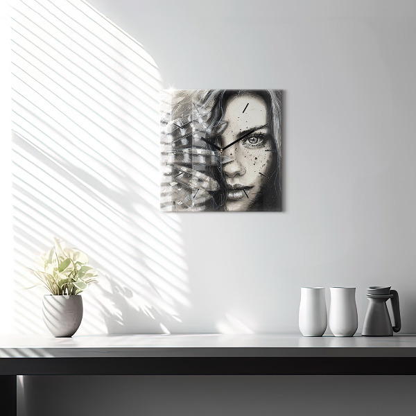 Square wall clock Painted portrait