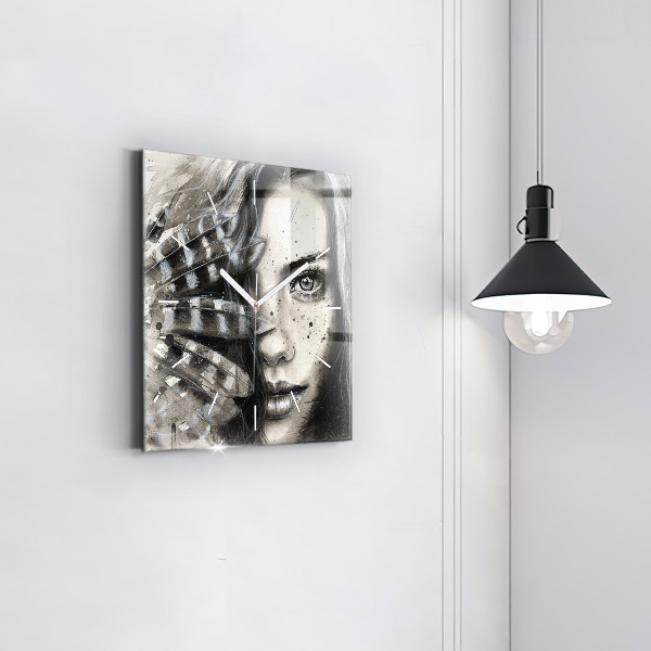 Square wall clock Painted portrait