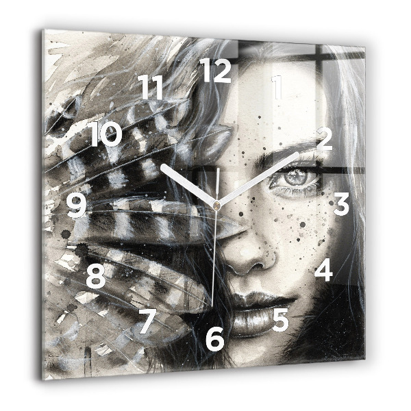 Square wall clock Painted portrait