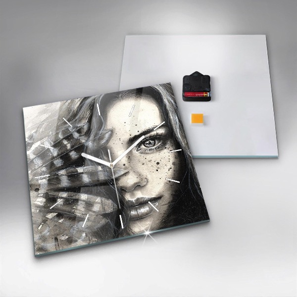 Square wall clock Painted portrait