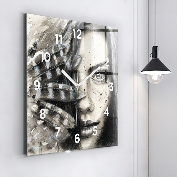 Square wall clock Painted portrait