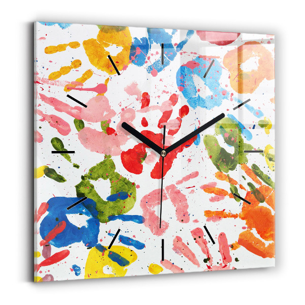 Square wall clock Children's handprints