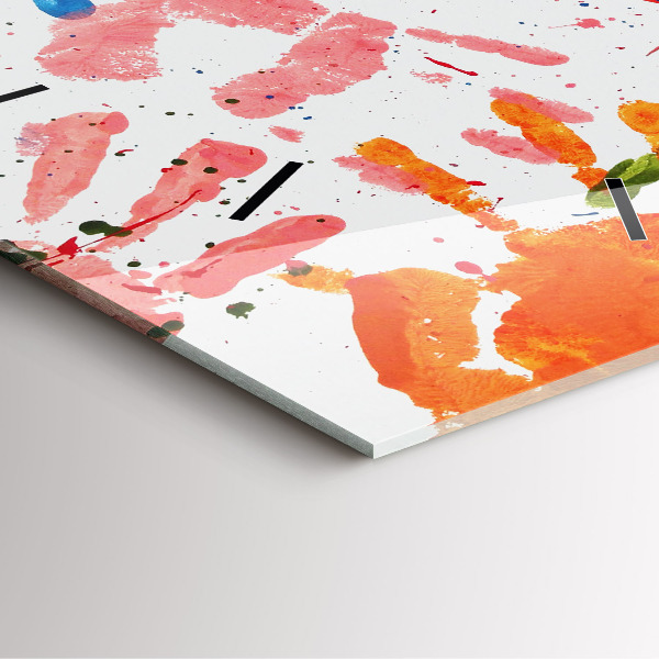 Square wall clock Children's handprints