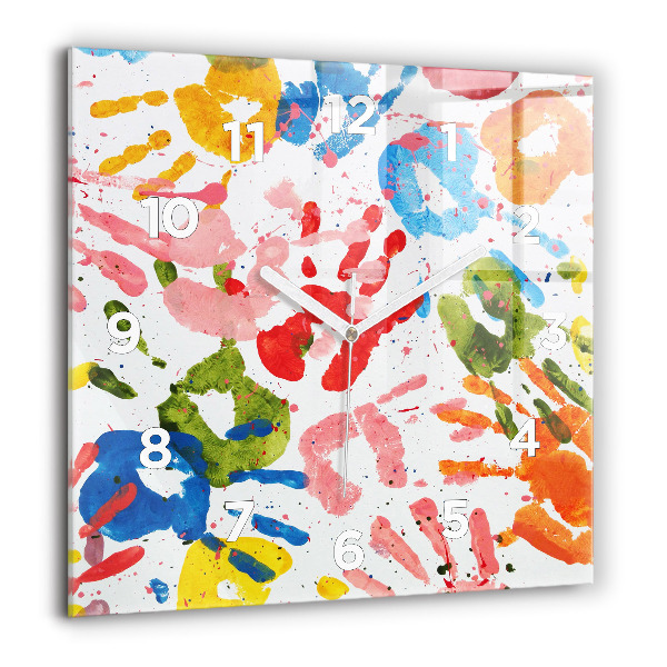 Square wall clock Children's handprints