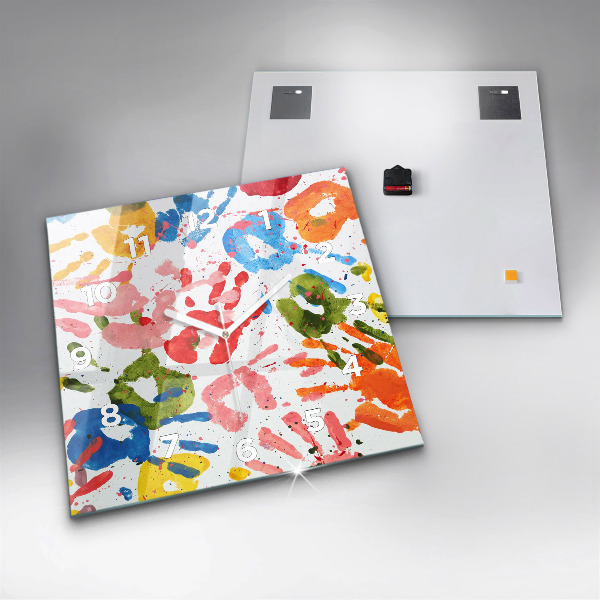 Square wall clock Children's handprints