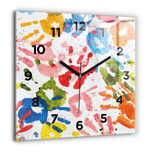 Square wall clock Children's handprints