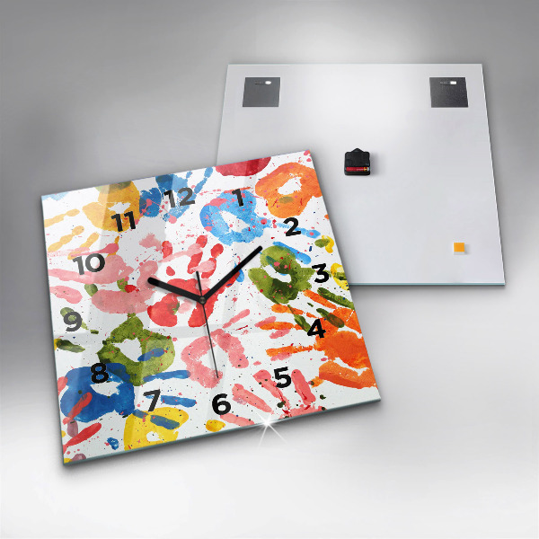 Square wall clock Children's handprints
