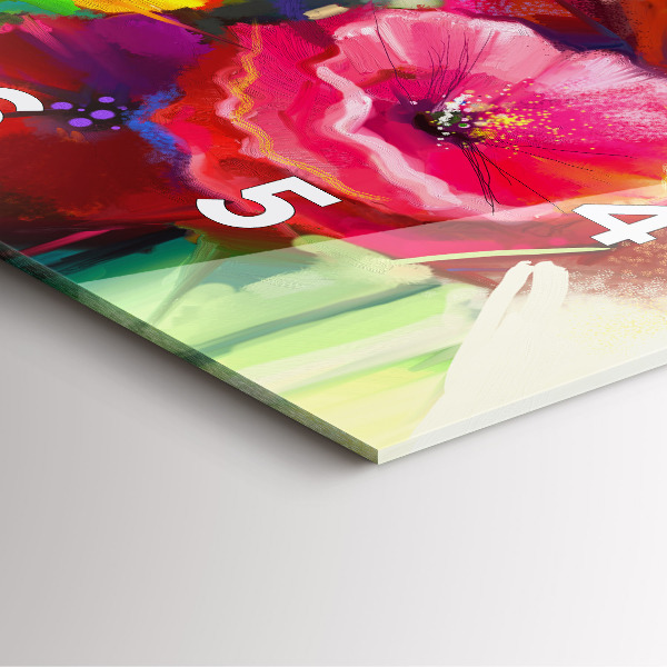 Square wall clock Colorful poppies