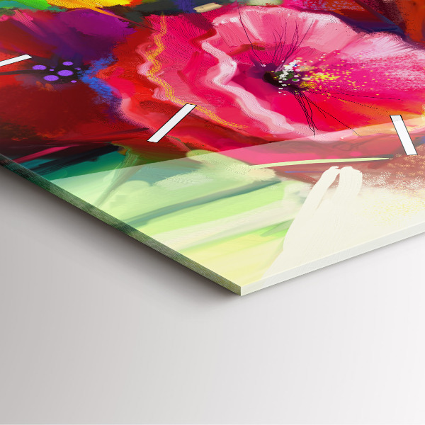 Square wall clock Colorful poppies