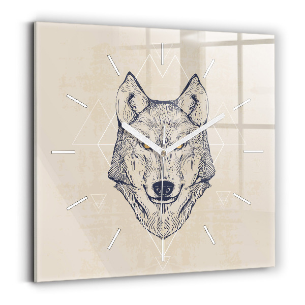 Square wall clock Wolf head