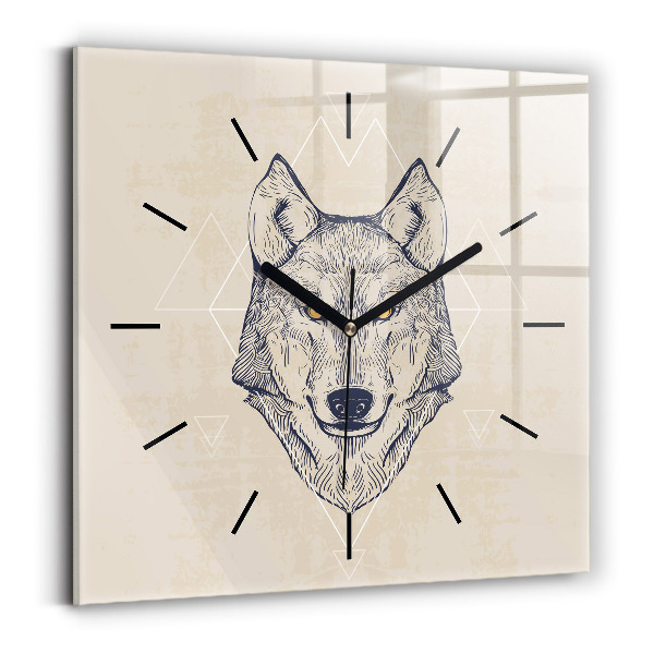 Square wall clock Wolf head