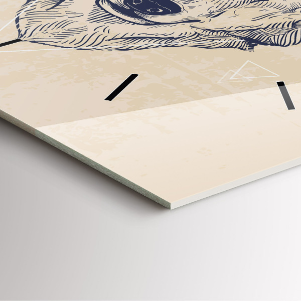 Square wall clock Wolf head