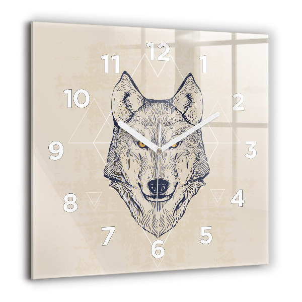 Square wall clock Wolf head