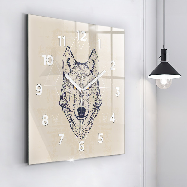 Square wall clock Wolf head