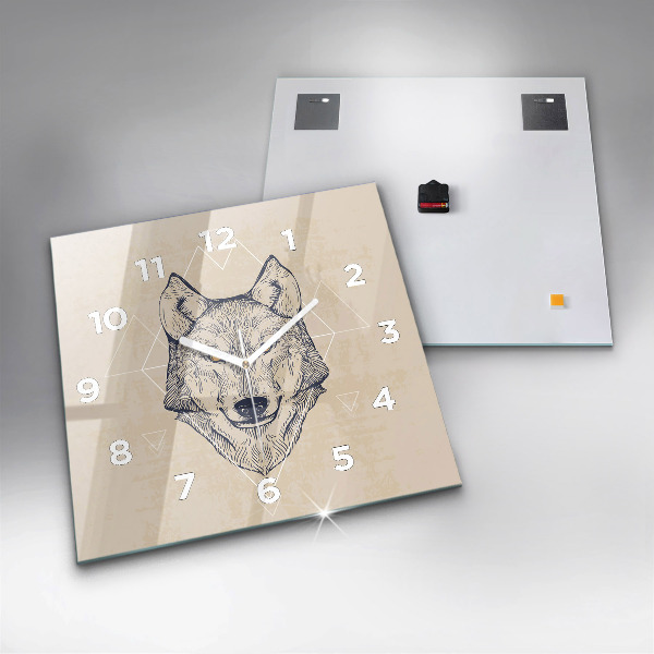 Square wall clock Wolf head