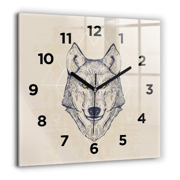 Square wall clock Wolf head