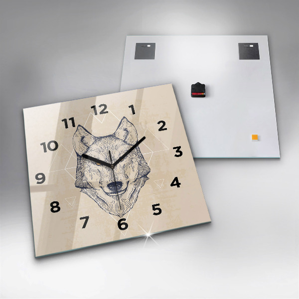 Square wall clock Wolf head